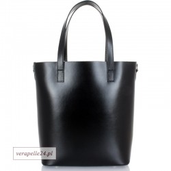 Włoska torba shopper Vera Pelle, kolor czarny