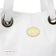 Włoska torebka damska Vera Pelle, kolor biały + złote wstawki