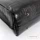 Duża czarna skórzana włoska torebka na ramię "skóra krokodyla"