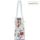 Vera Pelle - skórzana włoska torebka damska, biała + kwiaty