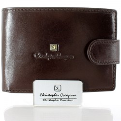 Mały, męski portfel z zapięciem, kolor ciemnobrązowy