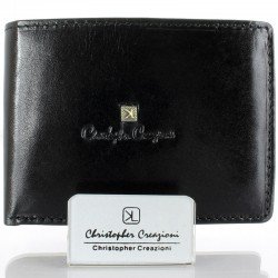 Mały czarny skórzany portfel męski Christopher Creazioni 1680330