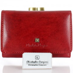 Mały, poręczny damski portfel z biglem, kolor burgund