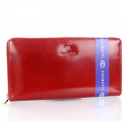 Czerwony skórzany portfel damski CEFIRUTTI 7680188-9