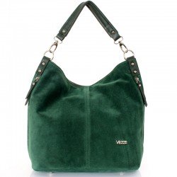 Zielona skórzana zamszowa włoska torba VEZZE – Borse in Pelle