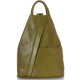 Mały oliwkowy skórzany plecak damski Vera Pelle - Made in Italy